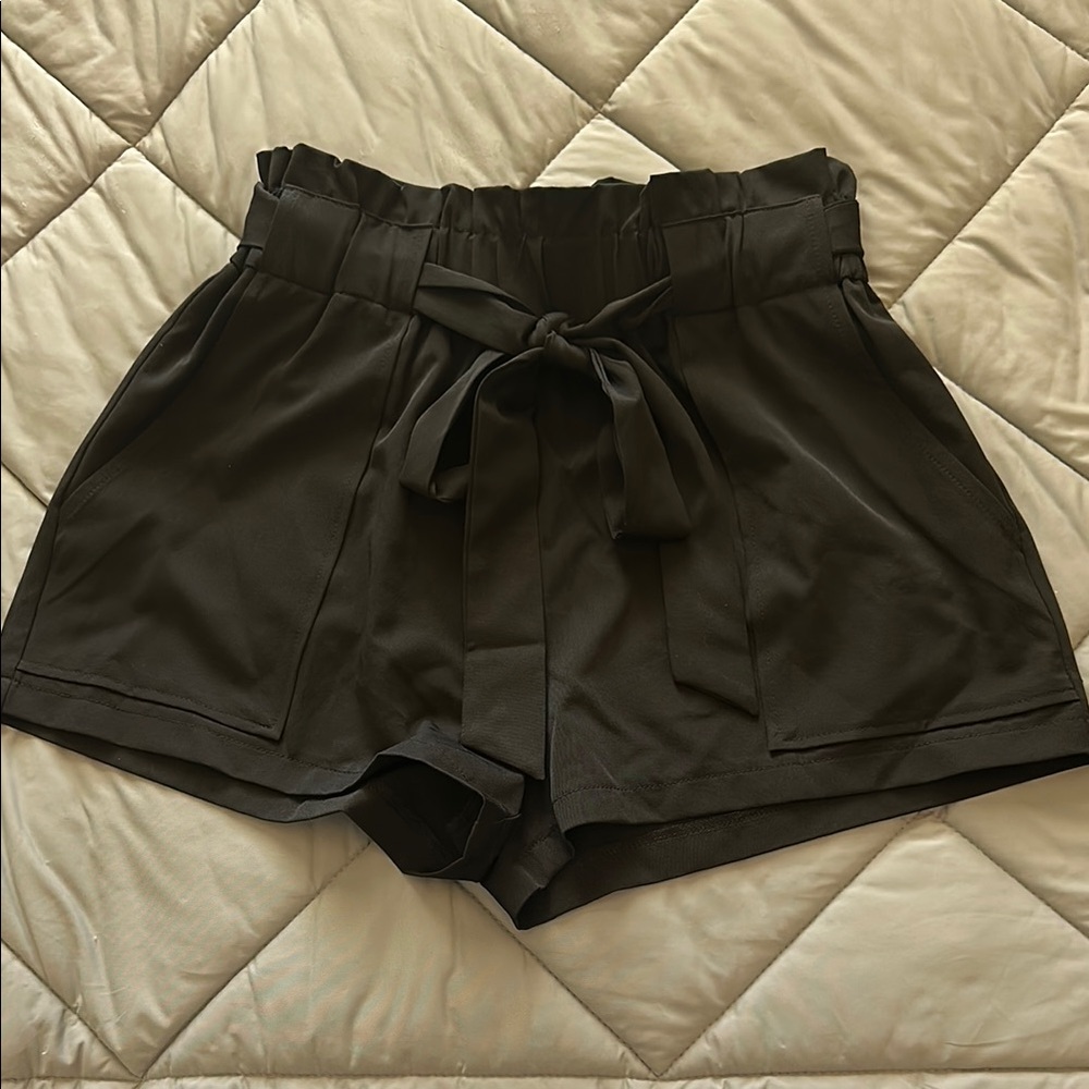 Women's Black Tie-Waist Shorts